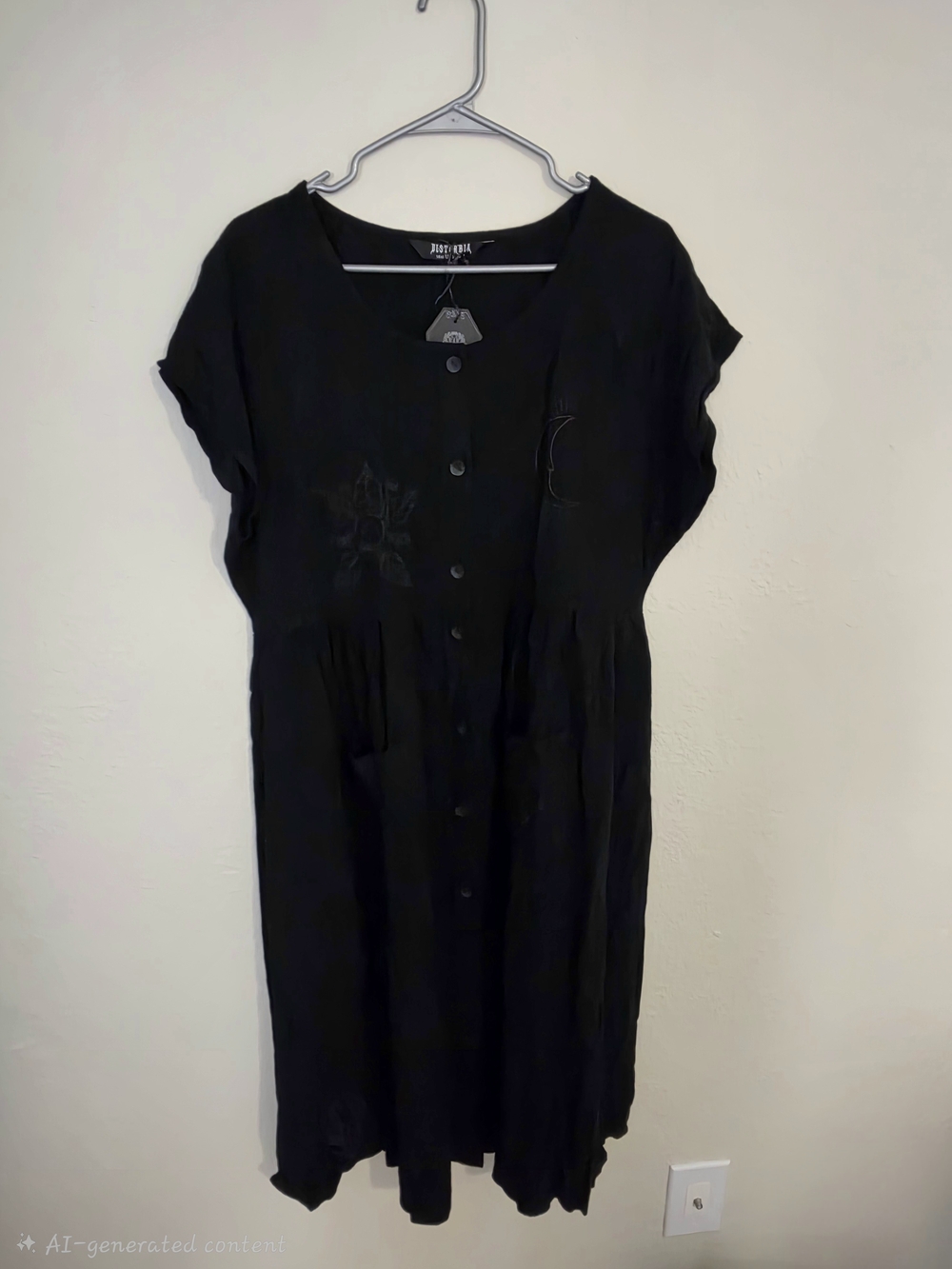 Disturbia Black Button-Front Midi Dress - Picture 2 of 3